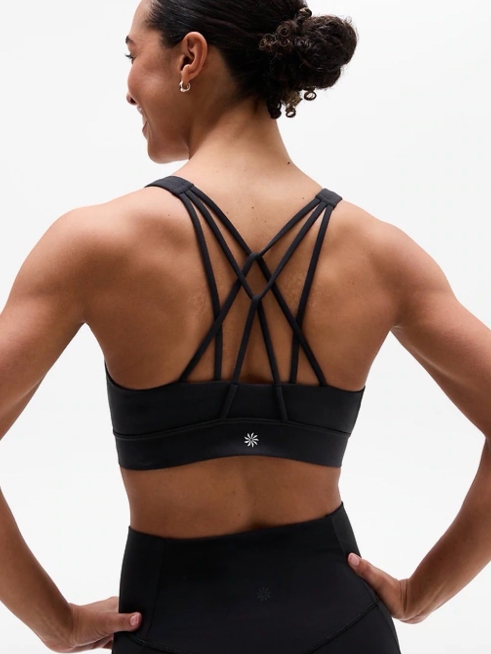 Athleta Black perfect form Strappy Sports Bra - size Small D/DD